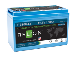 Relion RB100-LT Lithium Ion LiFePO4 Low Temperature Battery 12V 100Ah Relion RB100-LT Lithium Ion LiFePO4 Low Temperature Battery 12V 100Ah