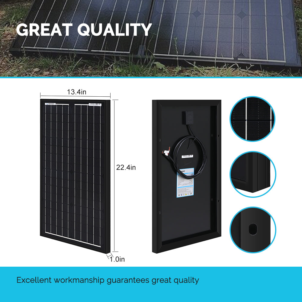 30 Watt 12 Volt Monocrystalline Solar Panel(New Edition) | Renogy Solar ...