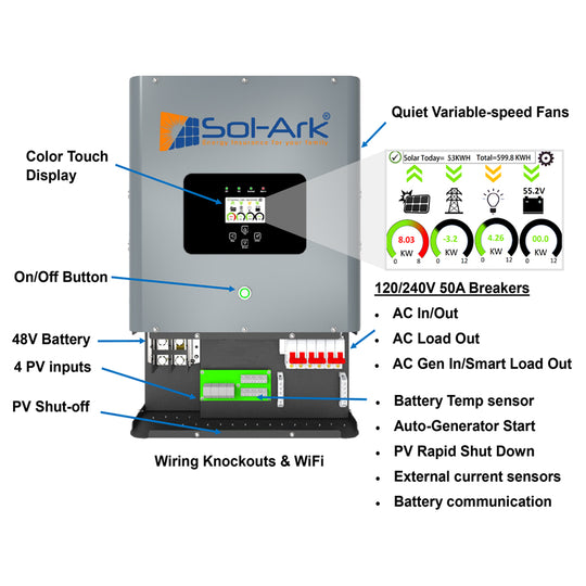 Sol-Ark 12kW Hybrid All-In-One Battery Inverter (Sol-Ark-12K-P)