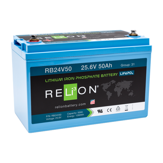 Relion RB24V50 Lithium Ion LiFePO4 Battery 24V 50Ah
