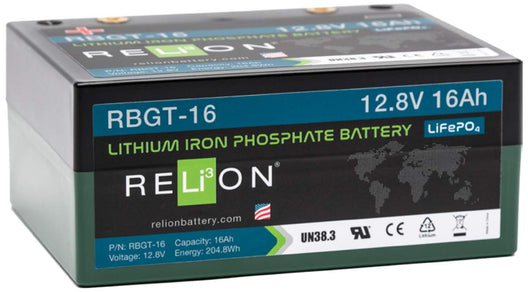RBGT-16 Relion Lithium LiFePO4 Golf Battery With Bag & Charger 12V 16Ah