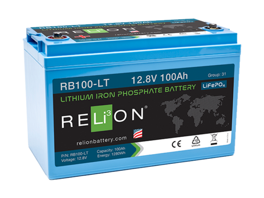 Relion RB100-LT Lithium Ion LiFePO4 Low Temperature Battery 12V 100Ah