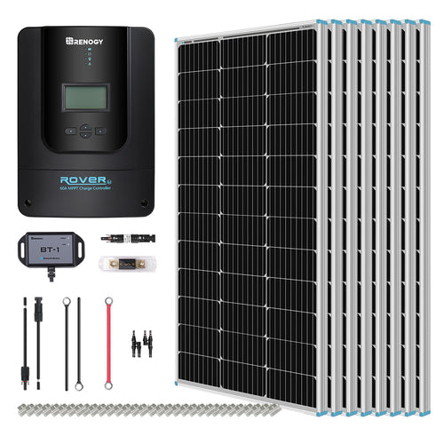 800W 12V/24V Monocrystalline Solar Premium Kit w/Rover 60A Charger Controller (back-order)