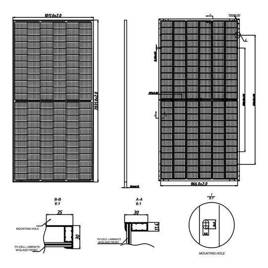 Bipro Solar 400W Bifacial Dual Glass 144 Cell Solar Panel