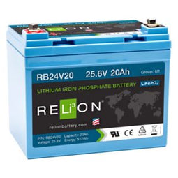 Relion RB24V20 Lithium Ion LiFePO4 Battery 24V 20Ah