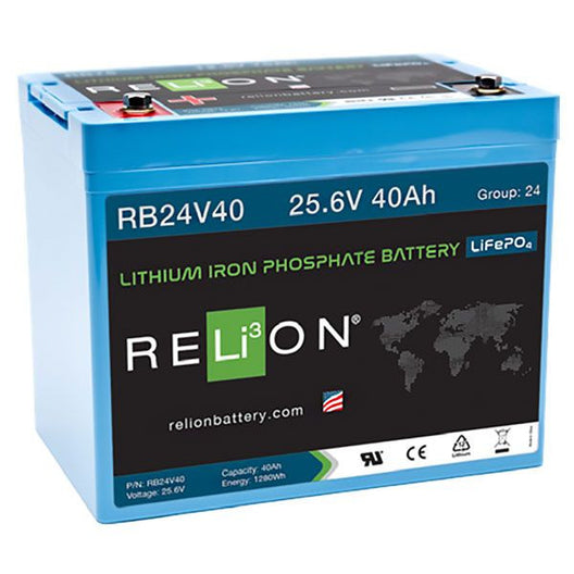 Relion RB24V40 Lithium Ion LiFePO4 Battery 24V 40Ah